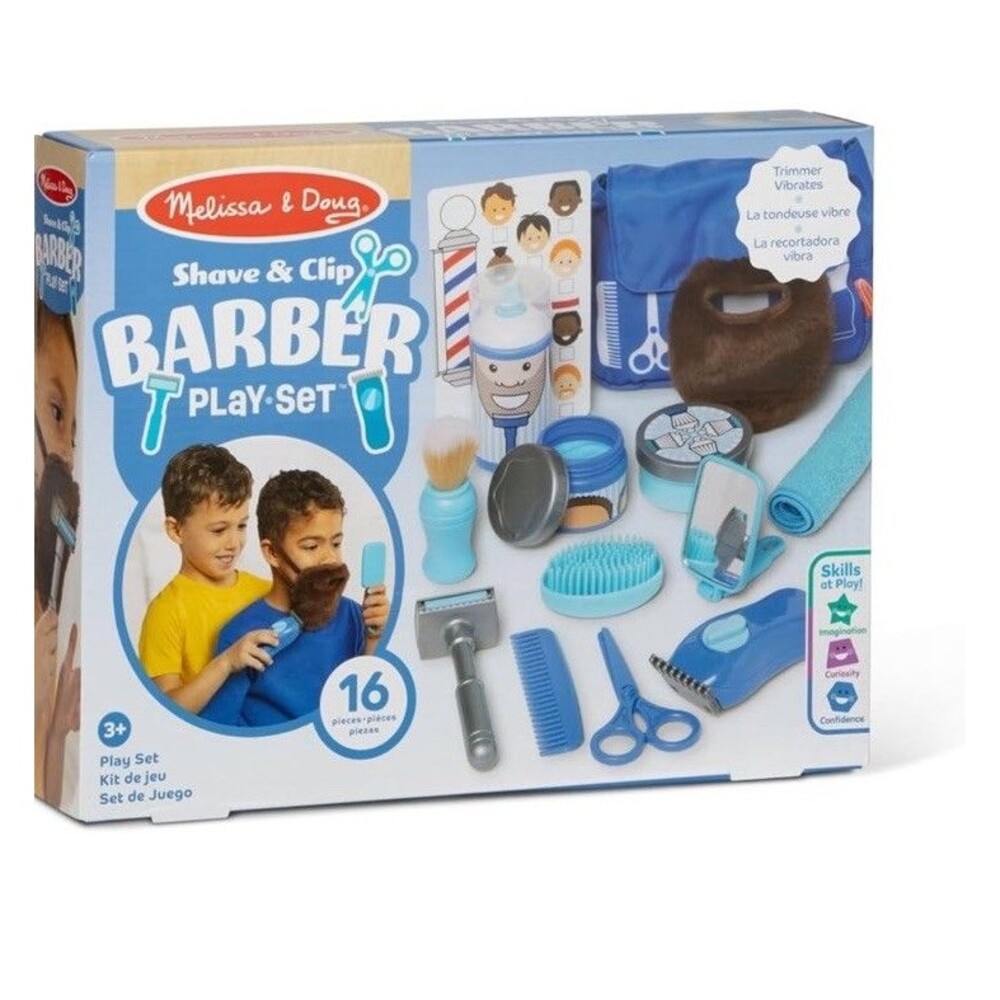Melissa & Doug Barber Shop 16 Piece Pretend Play Set Shaving Toy & Accessories